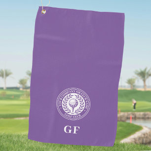 Classic Monogram Custom Name Purple Golf Towel