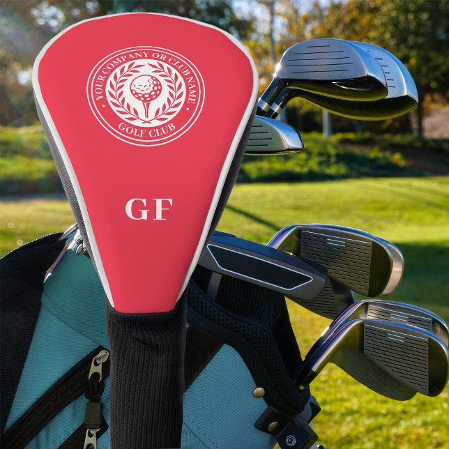 Classic Monogram Custom Name Red Golf Head Cover (Creator Uploaded)