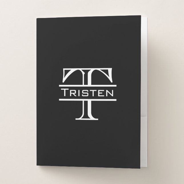 Classic Monogram Custom Personalized Pocket Folder (Front)