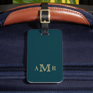 Classic Monogram Dark Teal Personalized Luggage Tag
