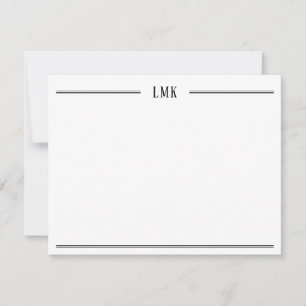 Classic Monogram Double Border Flat Note Card