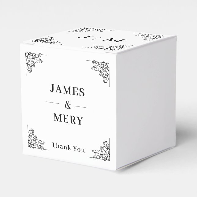 Classic Monogram Elegant Border Wedding Favor Boxes (Front Side)