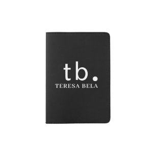 Classic Monogram Elegant Minimal Black and WhiteWB Passport Holder