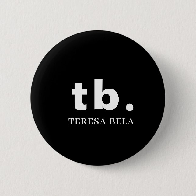 Classic Monogram | Elegant Minimal Black & White  Button (Front)