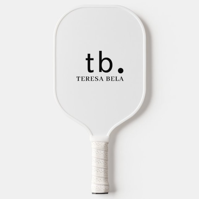 Classic Monogram | Elegant Minimal Black & White Pickleball Paddle (Front)