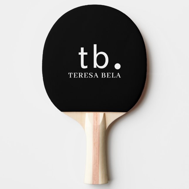 Classic Monogram Elegant Minimal Black White Style Ping Pong Paddle (Front)