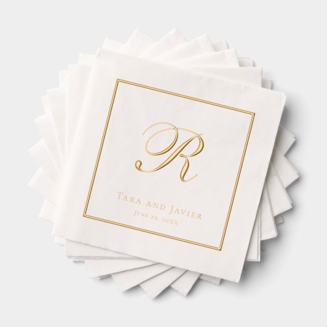 Classic Monogram Elegant Wedding Foil Napkins (Insitu (Stacked))