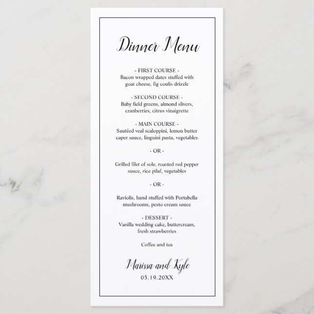 Classic Monogram Elegant Wedding Menu (Front)