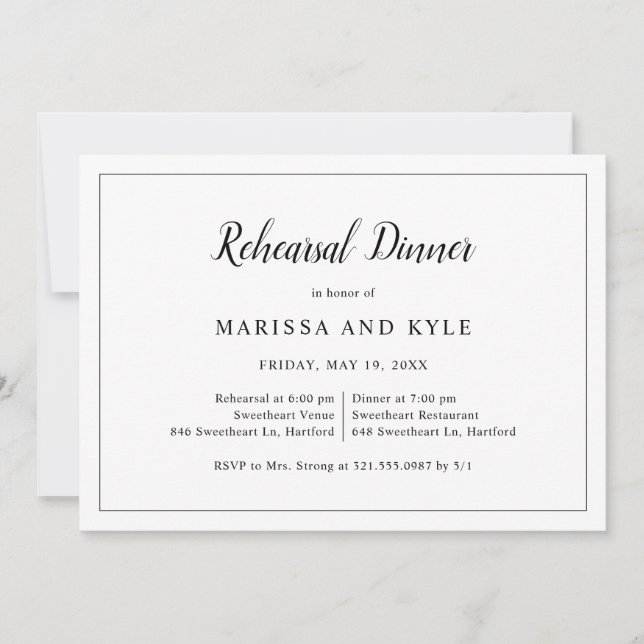 Classic Monogram Elegant Wedding Rehearsal Dinner Invitation (Front)