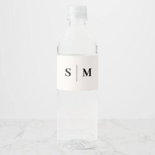 Classic Monogram Elegant White Wedding Water Bottle Label