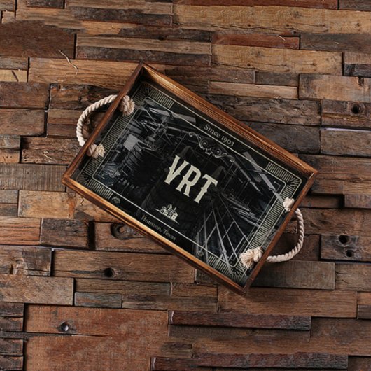 Classic Monogram Engraved Rectangle Serving Tray (Top)