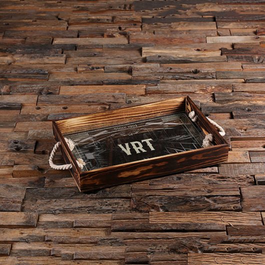 Classic Monogram Engraved Rectangle Serving Tray (Front Top)