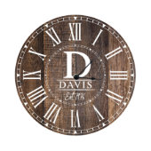 Classic Monogram Family Wooden Wall Clock (Front)
