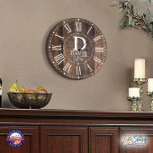 Classic Monogram Family Wooden Wall Clock (Lifestyle)