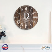 Classic Monogram Family Wooden Wall Clock (Lifestyle)