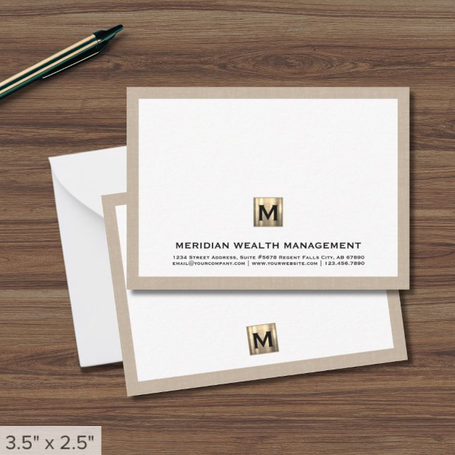 Classic Monogram Financial Note Card (Creator Uploaded)
