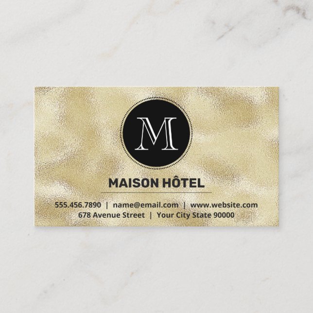 Classic Monogram | Gold Foil Shimmer Business Card (Front)