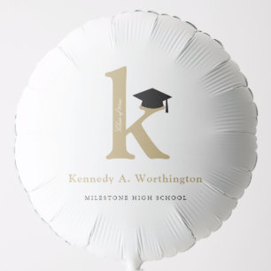 Classic Monogram Gold 'K' Modern Graduation Party Balloon