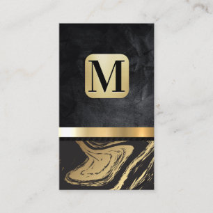 Classic Monogram Gold Marble Metallic Business Card