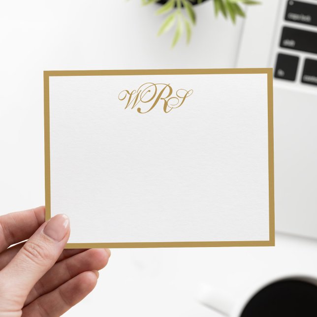 Classic Monogram Gold Note Card (Creator Uploaded)