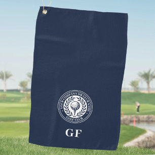 Classic Monogram Golf Towel Custom Name Navy 