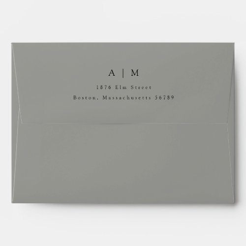 Classic Monogram Gray Return Address Wedding Envelope