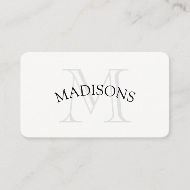 Classic Monogram Gray with Arc Text Business Card (Front)