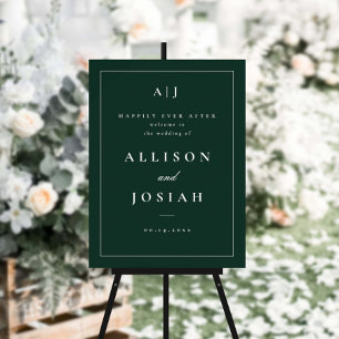 Classic Monogram Green Wedding Welcome Foam Board