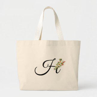Classic monogram H red white flower mother gift  Large Tote Bag