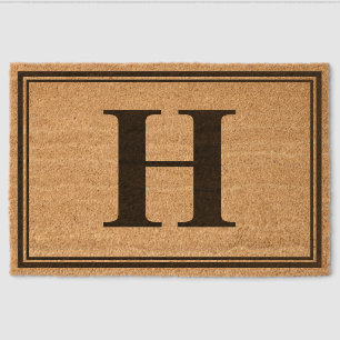 Classic Monogram Initial Minimalist Welcome Fiber Doormat