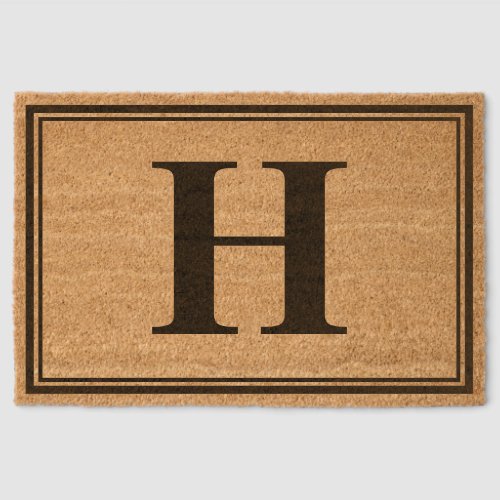 Classic Monogram Initial Minimalist Welcome Fiber Doormat