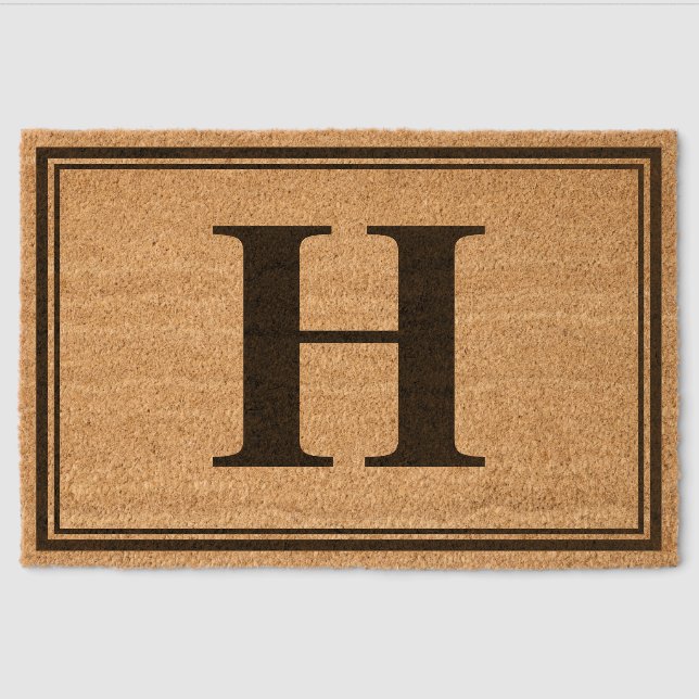 Classic Monogram Initial Minimalist Welcome Fiber Doormat (Front)