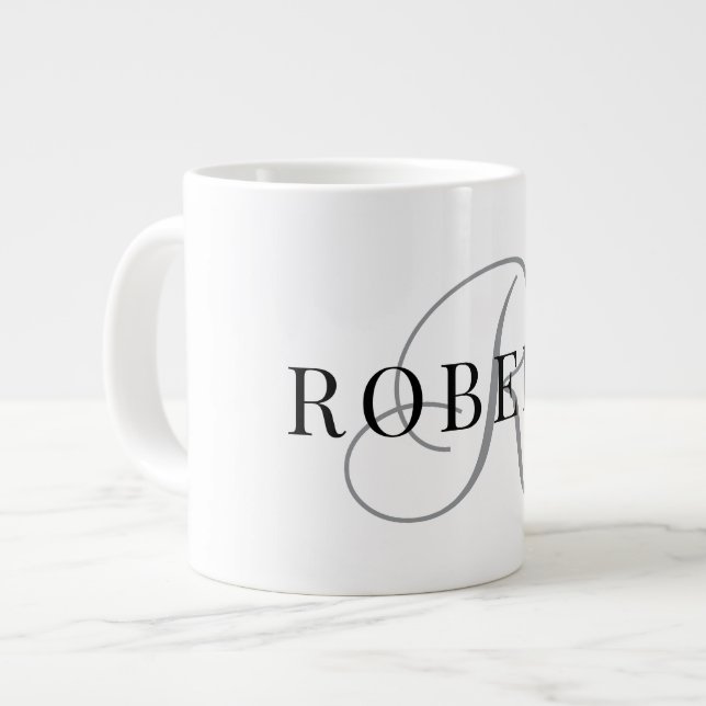 Classic Monogram Initial Name Giant Coffee Mug (Front Left)