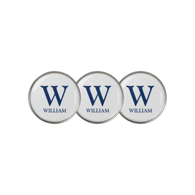 Classic Monogram Initial Personalized Name Golf Ball Marker (3 Up)