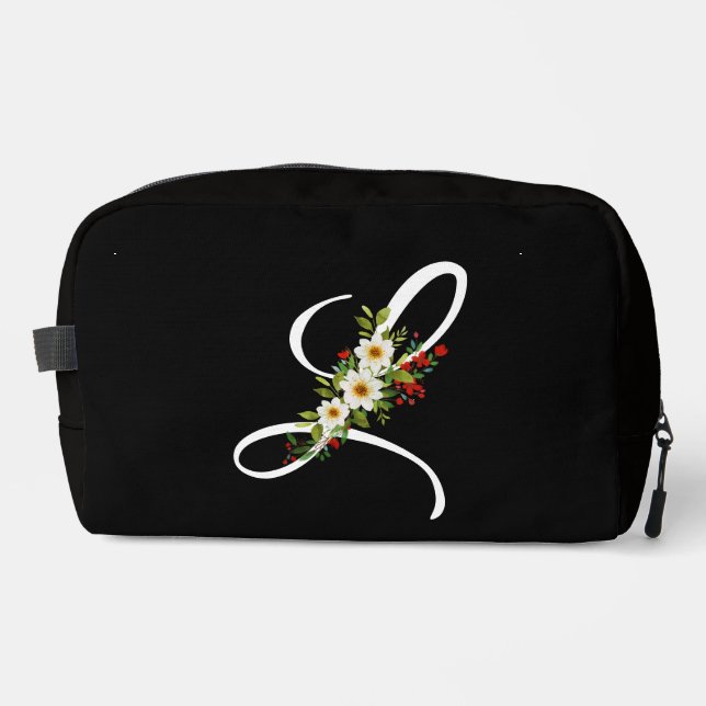 Classic monogram  initial red flower mother gift dopp kit (Front)