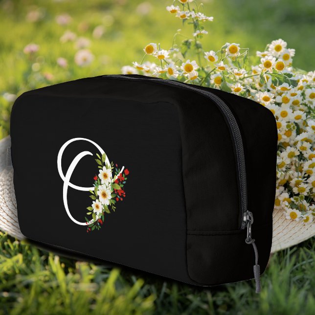 Classic monogram  initial red flower mother gift dopp kit (Creator Uploaded)