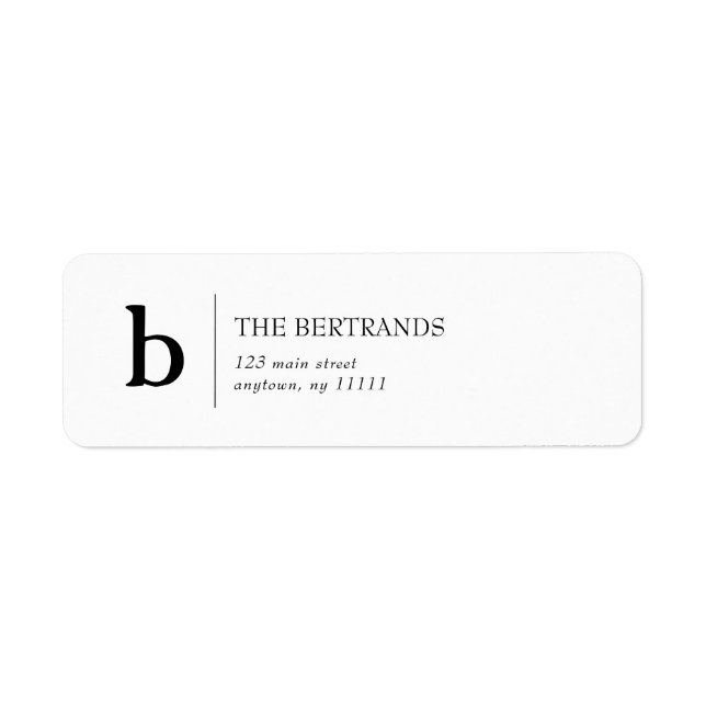 Classic Monogram Initial Return Address Label (Front)