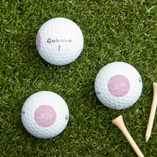 Classic Monogram Initial Sports Golfer Pink Cute Golf Balls