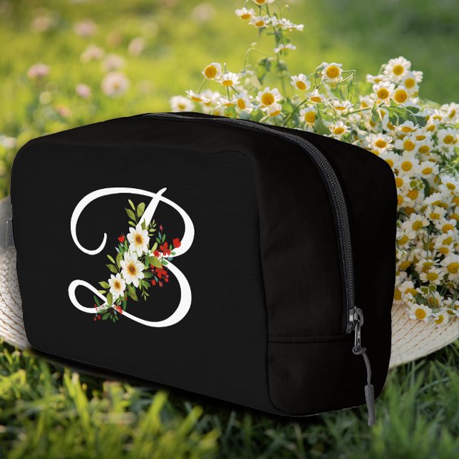 Classic monogram  initial white flower mother gift dopp kit (Creator Uploaded)