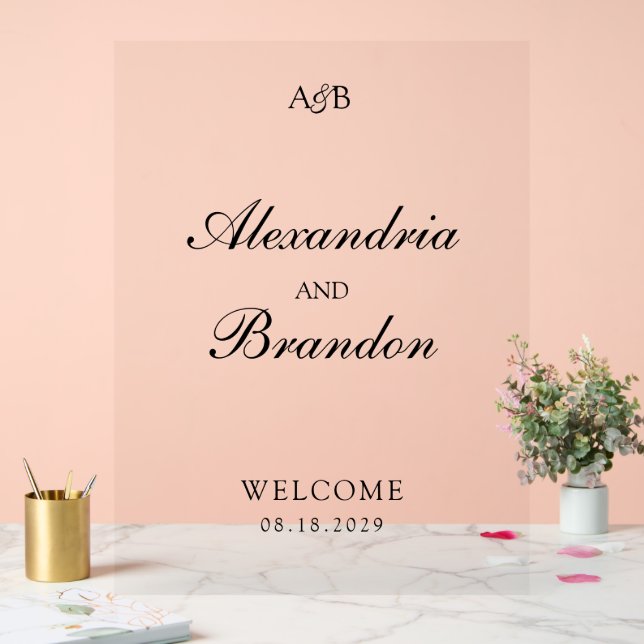 Classic Monogram Initials and Ampersand Wedding Acrylic Sign (Wedding)