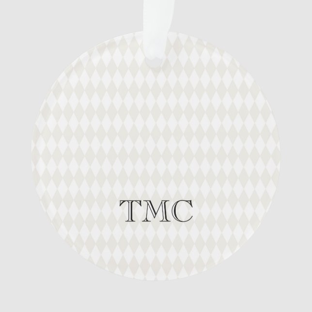 Classic Monogram INITIALS Black White Beige Chic Ornament (Front)