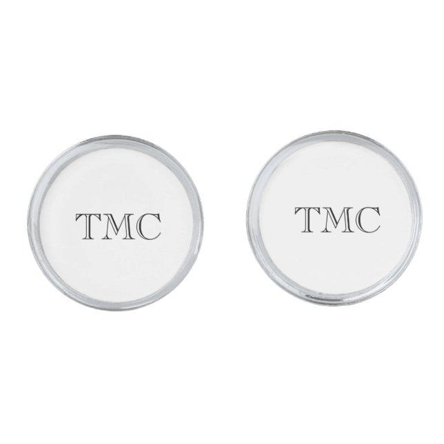Classic Monogram INITIALS Black White Timeless Cufflinks (Front)
