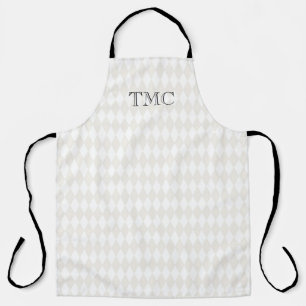 Classic Monogram INITIALS Harlequin Diamonds Chic Apron