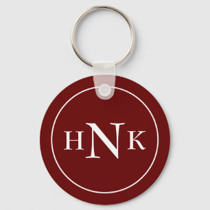 Classic Monogram Initials Red Keychain