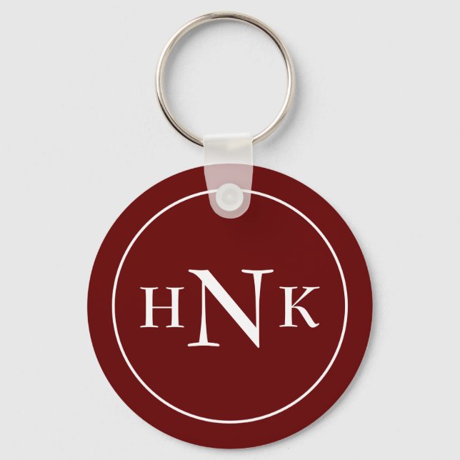 Classic Monogram Initials Red Keychain (Front)