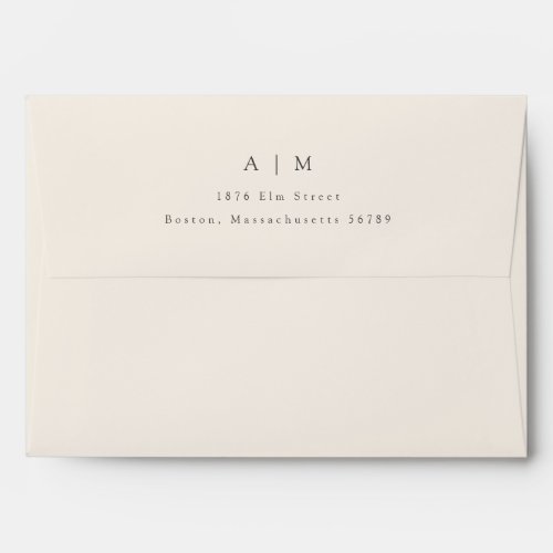 Classic Monogram Ivory Return Address Wedding Envelope