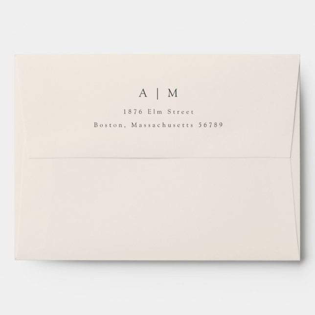 Classic Monogram Ivory Return Address Wedding Envelope (Back (Top Flap))