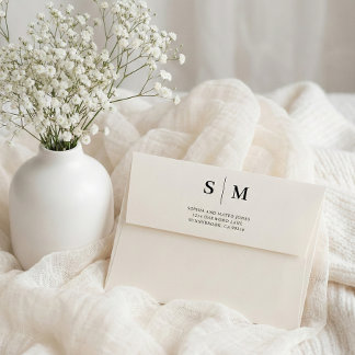 Classic Monogram Ivory Wedding Envelope