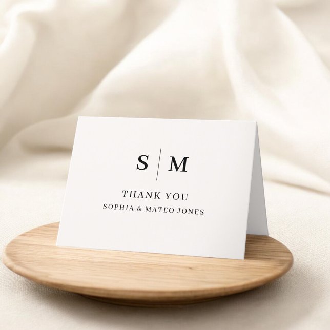 Classic Monogram Ivory Wedding Letterpress Thank You Card (Creator Uploaded)