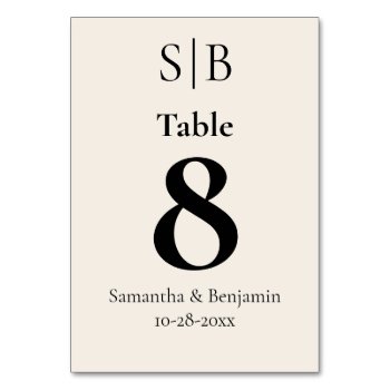 Classic Monogram Ivory Wedding Table Number by Witty_Weddings at Zazzle